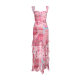 2025 European and American style cross-border eBay digital printing summer women's high-end suspender skirt French dress women