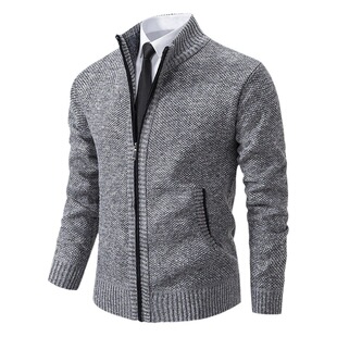 plus size jacket men's 2024 men's casual cardigan autumn and winter warm men's coat fashion collar sweater foreign trade