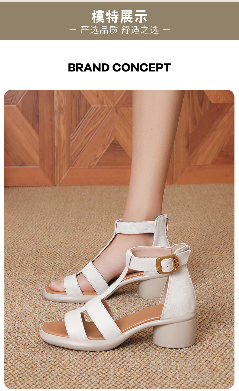 Sandal nữ bít mũi da bò thật đế dày phong cách mẹ bỉm thoải mái — Trắng kem【Da bò lớp đầu】 chi tiết 13