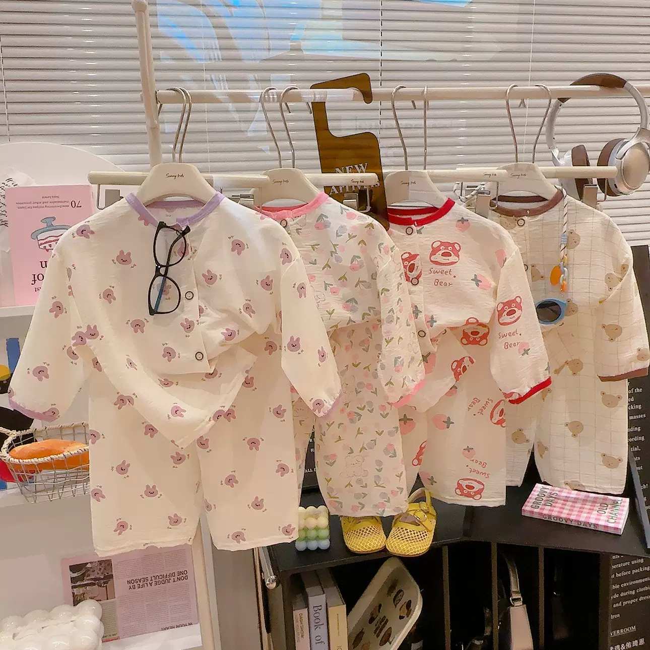 儿童家居服套装男童女童夏季薄款空调服宝宝夏天睡衣中大童两件套