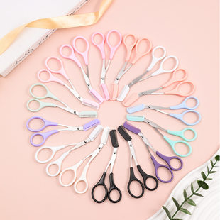 Eyebrow trimming scissors with eyebrow comb trimmer female beauty scissors makeup eyebrow clip small eyebrow trimming tool complete set wholesale