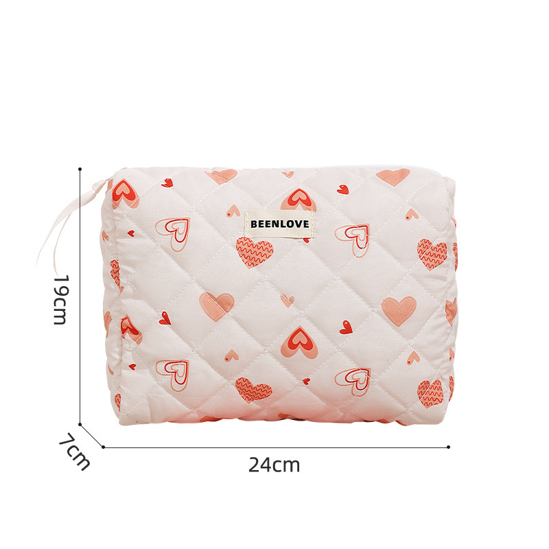 Capacious cosmetic bag with bow, flowered, high-quality style