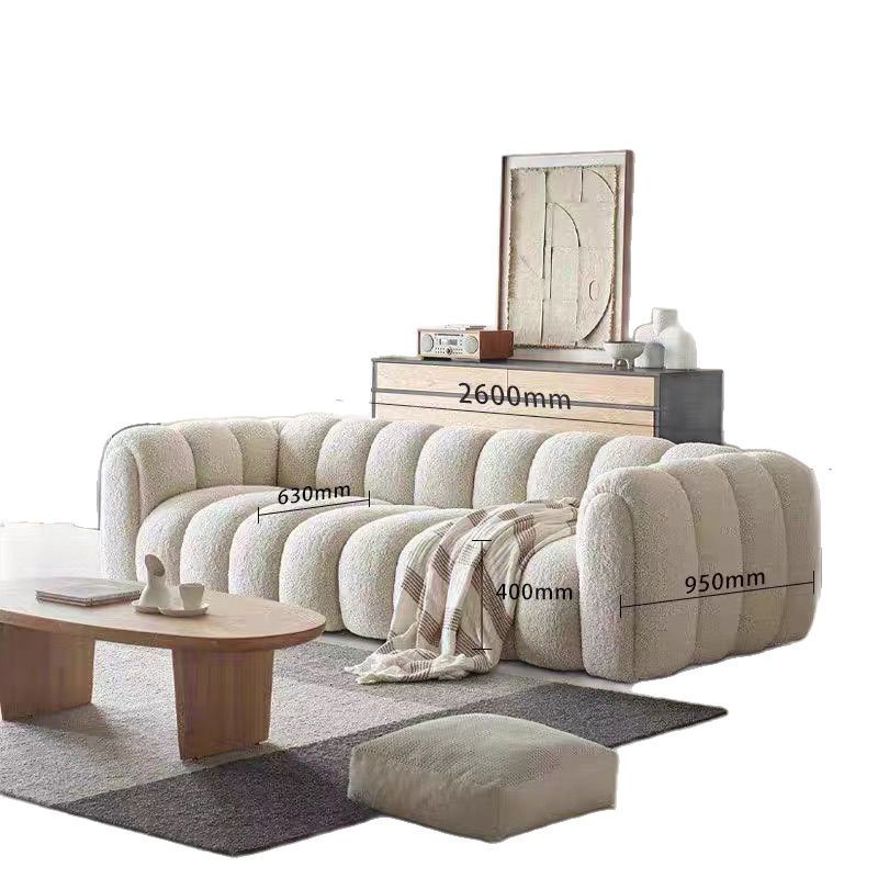 Francés retro estilo crema viento sala de estar pequeño tipo de lujo ligero diseño simple tela de cachemira línea recta sofá calabaza