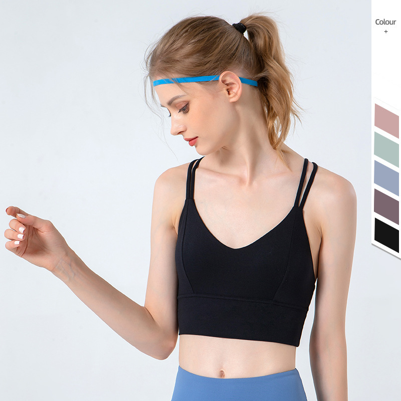 2024 primavera y verano nuevo chaleco deportivo femenino Lulu nube Cruz Correa delgada ropa interior de yoga que adelgaza sexy belleza espalda