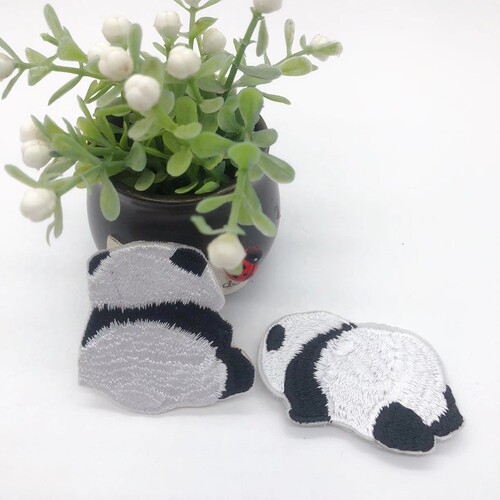 Treasure No. 1 Cute Panda Embroidery Stickers Children's Hair Accessories Side Bangs Stickers Girls Broken Hair Stickers Magic Stickers Japanese Style