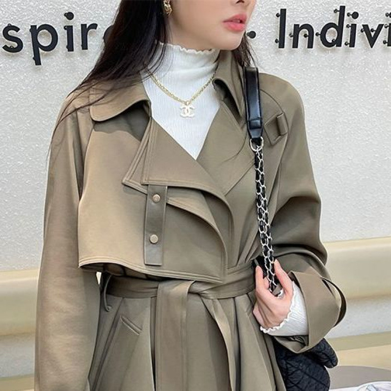 新品感风衣外套女年春秋新款气质时尚洋气中长款高档大衣流行|undefined