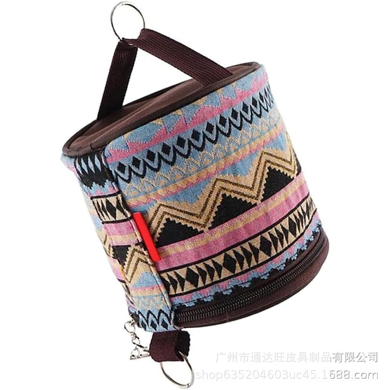 Directly supplied popular outdoor camping folding ethnic-style tissue box storage bag, car-use roll paper tissue box small cloth bag