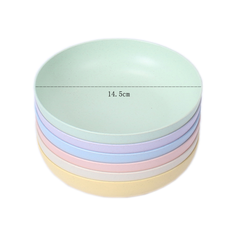 15cm ronda Deep Dish 6 Unids paja de trigo resistente a la gota plato de pastel restaurante Dumpling plato de hueso