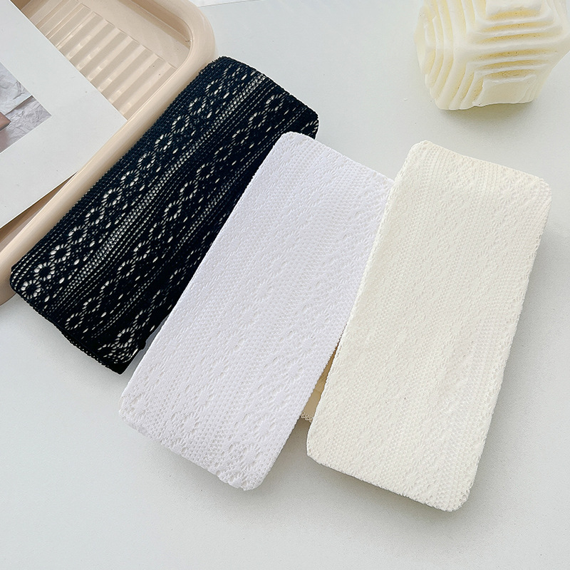 Lolita primavera/verano dulce blanco lechoso hueco de malla jacquard pantyhose verano encaje transpirable bottoming calcetines sobre la rodilla