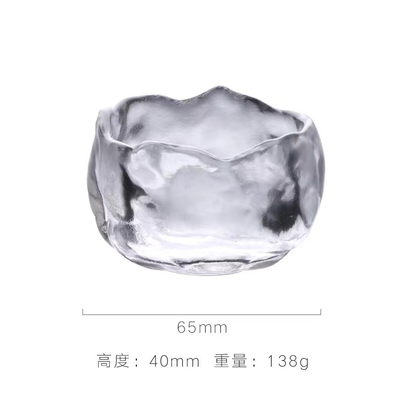 初雪瑠璃ティーカップ上神杯高颜値日本式雪釈杯透明フロスト品茗杯手作りガラスコップ|undefined