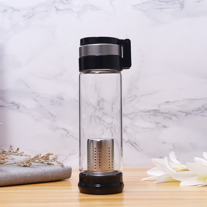 托玛琳富氢滤水杯茶水分离玻璃杯办公茶杯户外便携车载水杯厂家