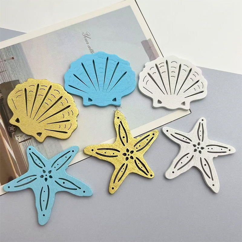 Extra Large Marine Starfish Shell Wooden Buttons Coat Sweater Wooden Handmade DIY Decorative Buttons