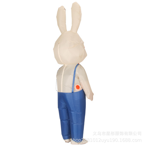 跨境复活节兔子充气服装露脸彩蛋背带兔表演服万圣节卡通人偶服厂