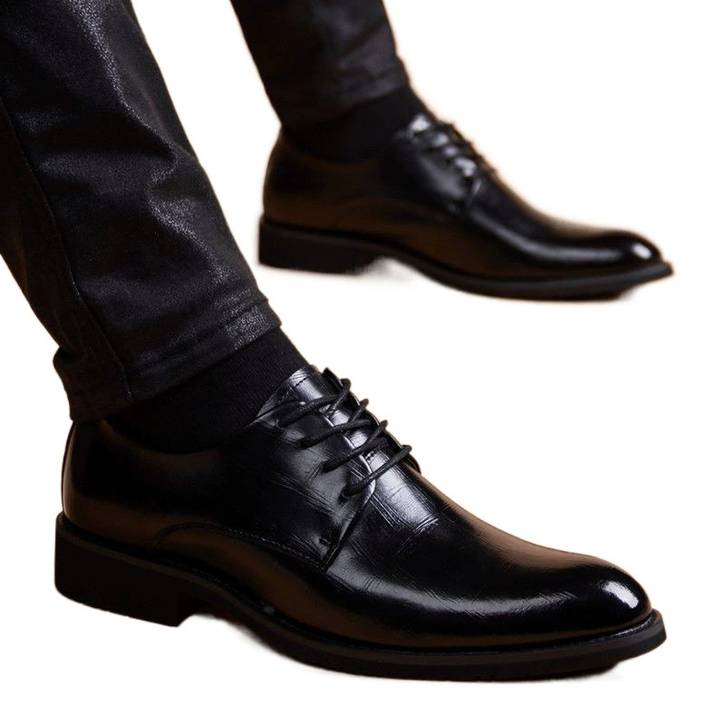 Shoes for leather shoes, classic suit jacket, high footwear for leisure English style pointy toe, genuine leather, Korean style, soft sole