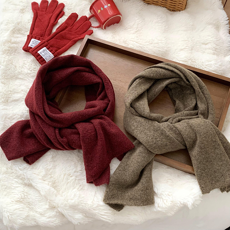 Nuevo otoño y invierno bufandas de punto de color sólido para mujeres coreanas simple versátil grueso caliente estudiantes parejas de cuello buñuelo