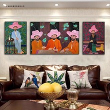 美式小众装饰画油画人物古典客厅挂画卧室西部牛仔人复古风墙壁画