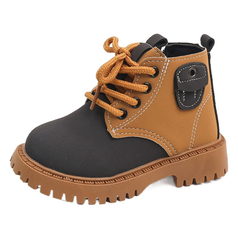 Новые осенние детские модные британские ботильоны в стиле пэчворк с молнией сбоку для мальчиков, модные одиночные ботинки для девочек Martins