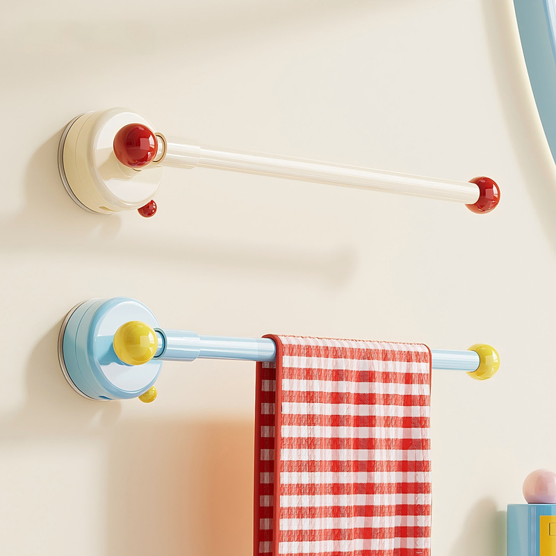 Suction Cup Towel Rack, Wall-Mounted Dopamine Towel Storage Rack for Bathroom, No-Drill Bath Towel Hanging Rod Suction Cup Towel Rack, Wall-Mounted Dopamine Towel Storage Rack for Bathroom, No-Drill Bath Towel Hanging Rod
