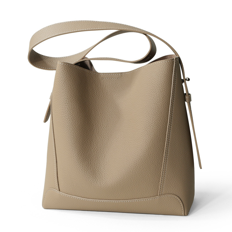 2024 New Women's Bucket Bag Luxury Niche Design Genuine Leather Large Capacity Commuter Shoulder Crossbody Bag - Thumbnail 6