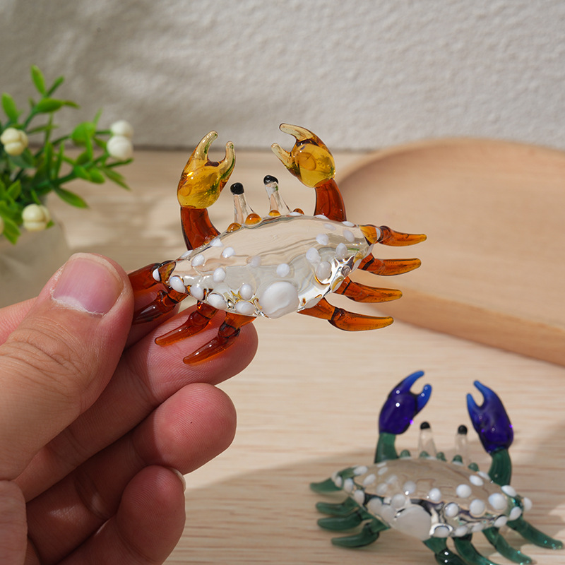 Handmade Glass Crab Ornament Unique Animal Decor