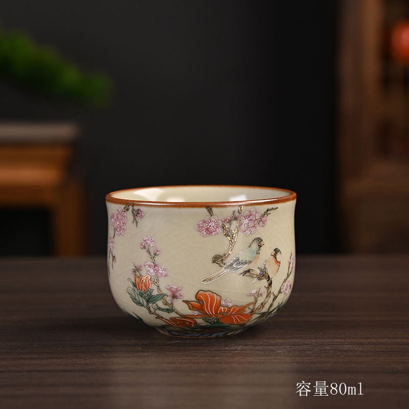 汝窑茶杯珐琅彩品茗杯泡茶杯开片主人杯客杯个人杯陶瓷纪念伴手礼|undefined