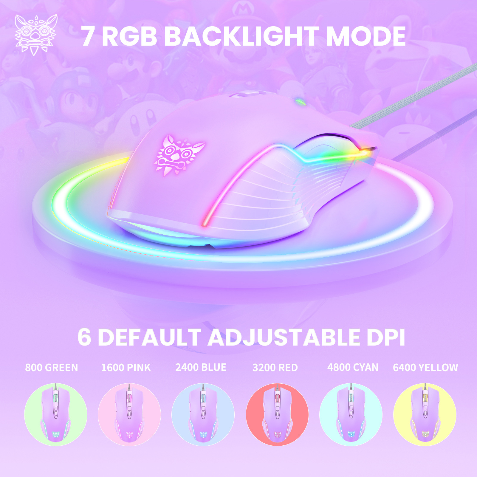 Gaming Mouse Rgb With Macro Definition And Backlight Pink Matte_voghion.com