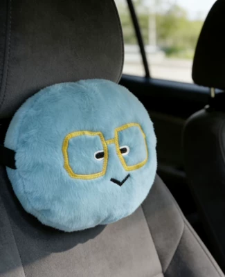 Car Headrest Neck Pillow with Smiley Face Blue Emoji Design, Car Cushion for Long Trips, Cartoon Car Headrest Pillow (Headrest) - a-blue-emoticon-headrest