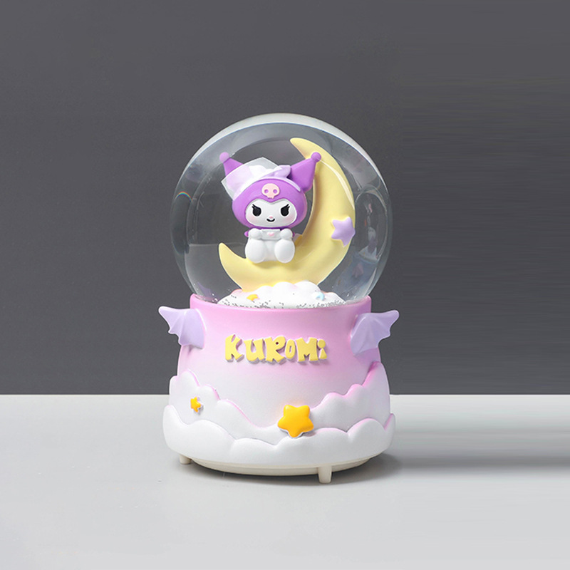 Pequeño libro rojo estilo caliente perro de orejas grandes bola de cristal caja de música nieve brillante niña dormitorio decoración de escritorio regalo