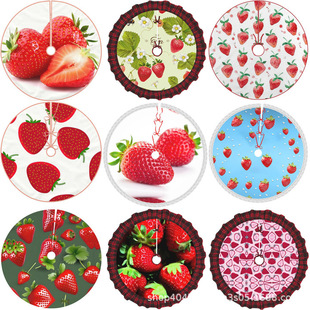 Strawberry Tree Skirt Cross-border New Product 78cm90cm101cm122cm Linen Short Plush Christmas Tree Decorations