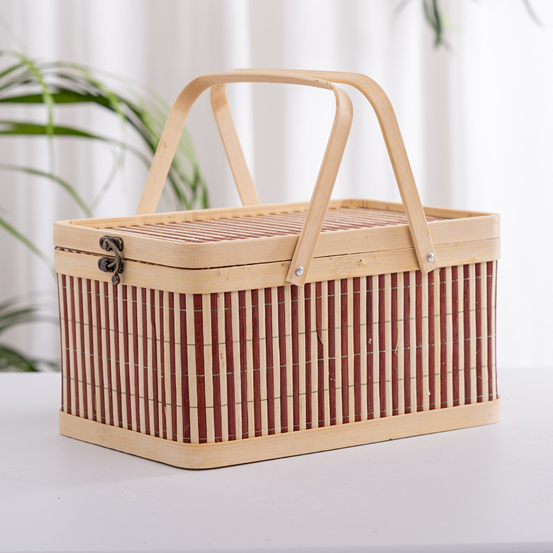 竹编礼品盒端午粽子竹篮大闸蟹甲鱼海鲜竹包装竹篓筐方形水果竹筐