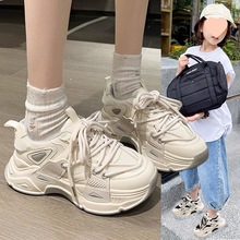 女童小白鞋2025春秋新款休闲百搭儿童老爹鞋厚底显脚学生运动鞋潮