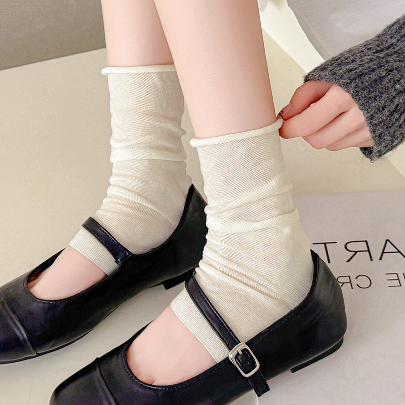 Silk Stockings for Women, Mid-Calf Socks, Half Socks, Footless Socks, Summer Thin Style, Miu Ballet Style Long Tube Socks