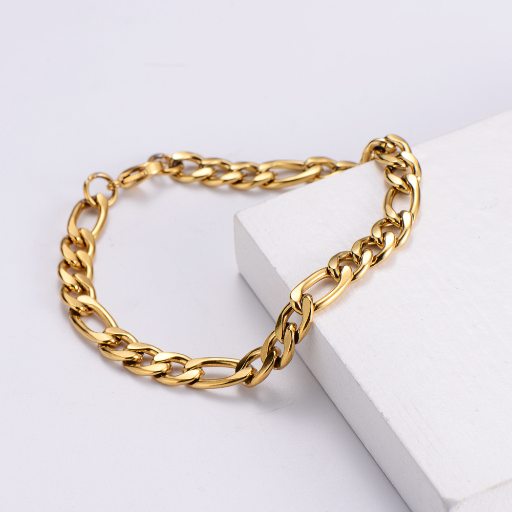 Hip-Hop Geometric 304 Stainless Steel Inlaid Gold No Inlaid 18K Gold Plated Men'S Bracelets display picture 4