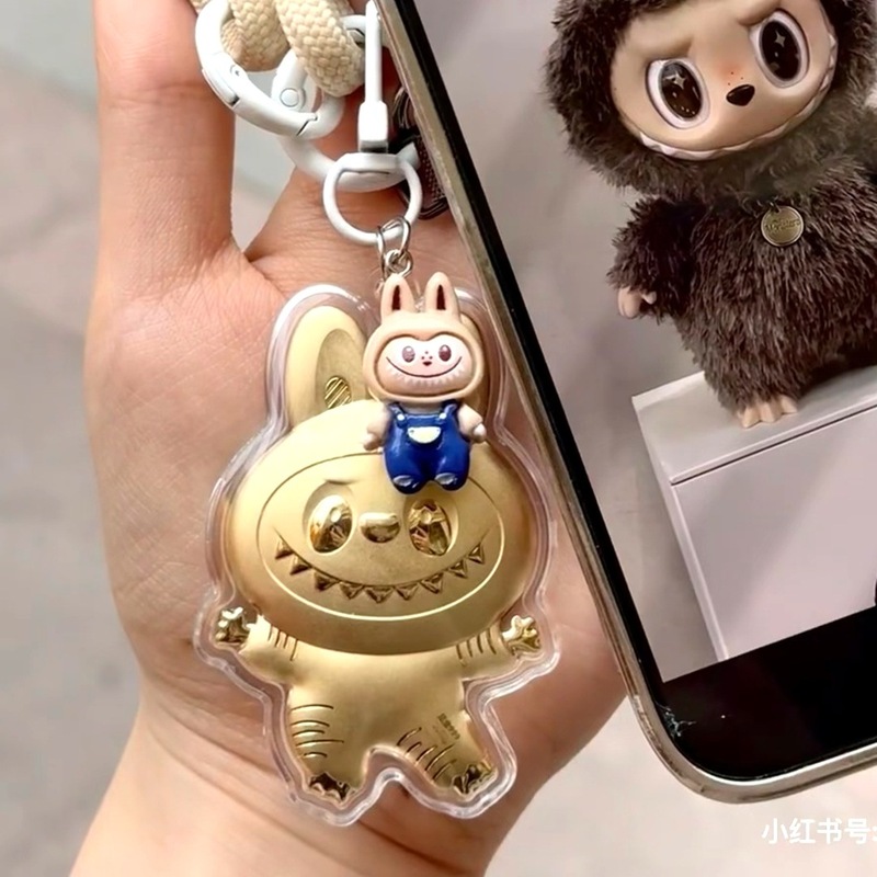 水貝人気ラブブゴールドキーホルダー LABUBU バッグペンダントパンダペンダント携帯電話チェーン漫画卸売|undefined