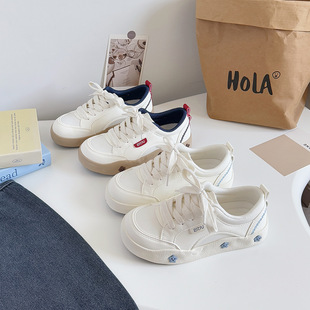 Bell's Cute Smiling Face Star Milk White Thick-Soled Big-Toe White Shoes Casual Bread Shoes Fashion Sneakers Be-6896