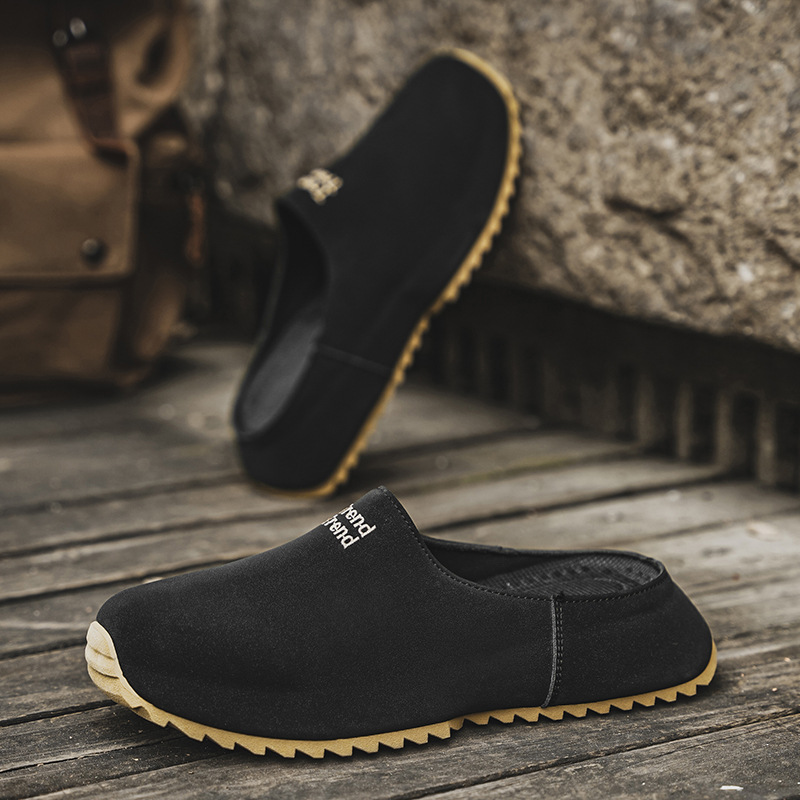 Ropa exterior 2025 nuevo estilo primavera y verano perezoso de un pie zapatos Muller de suela blanda zapatos Birkenstock medias zapatillas Baotou zapatos de hombre