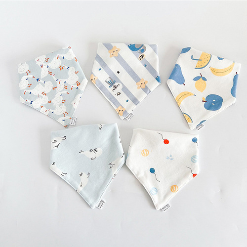 ins Korean version of the new baby triangle towel baby saliva towel children's bib combination 5-pack cotton soft bib