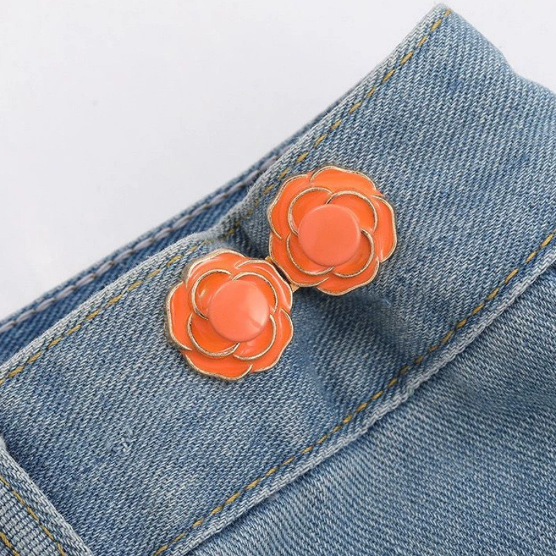 Nail-Free Removable Waist Buckle Pair, Flat-Bottom Seamless Buttons for Pants & Skirts, Assorted Designs