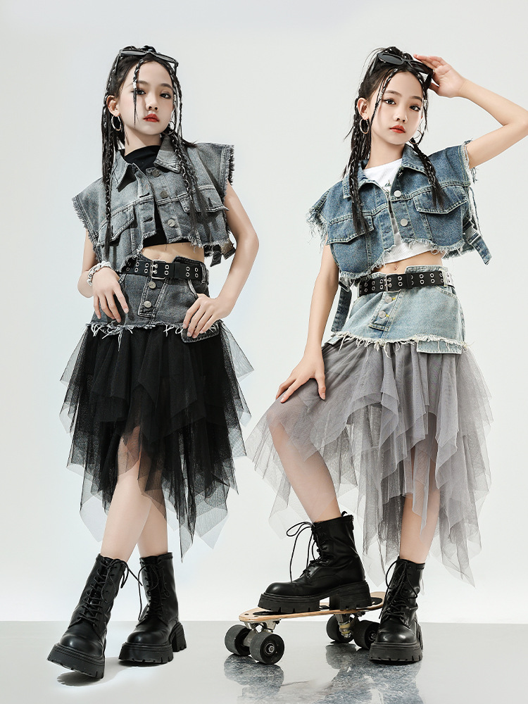 ジャズダンスの服装の女の子の街のダンスのファッション服の子供のジャズのショーのカウボーイのファッション服の女性団のダンスの衣装のスーツ