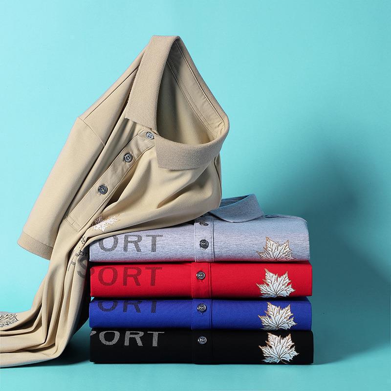 Camiseta de polo de impresión de algodón hombre de alta gama ligera de negocios impresión de arce Camiseta de verano nueva impresión de manga corta Camiseta de solapa