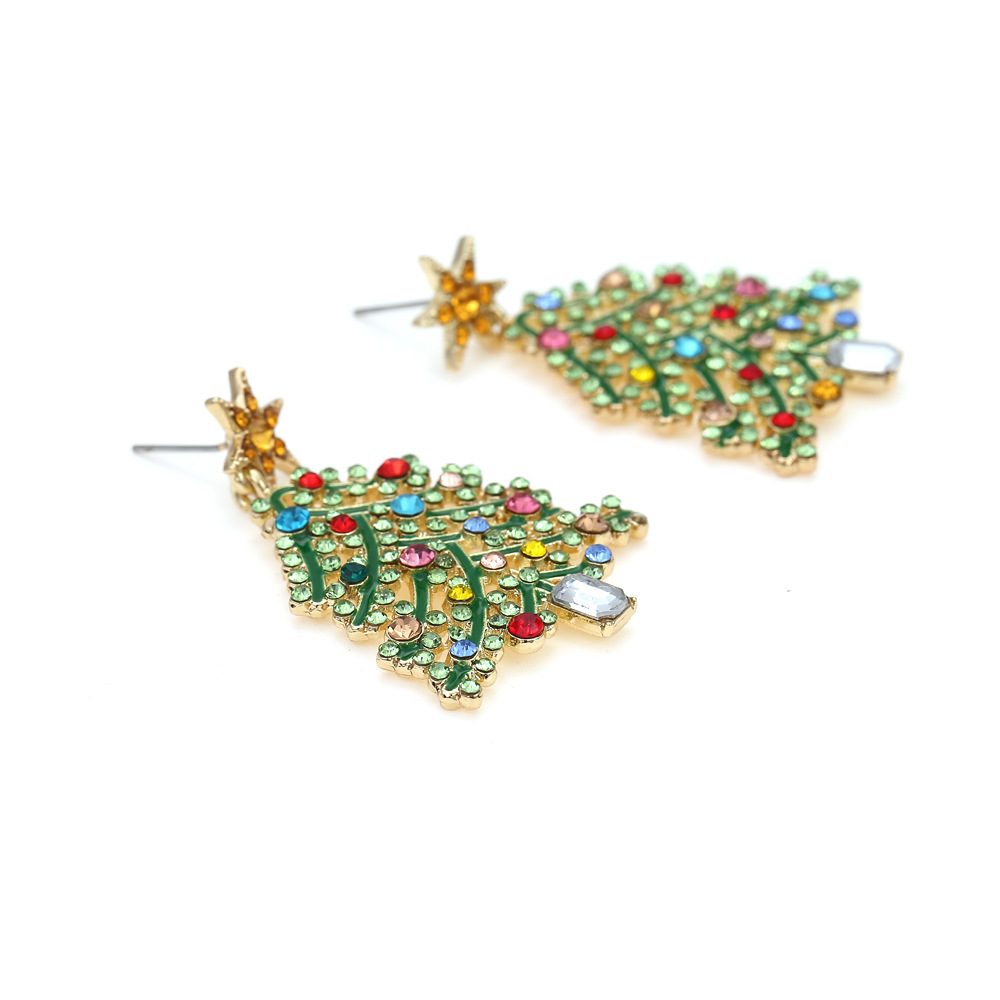 Drop Earrings Classification 1 Pair Quantity Fashion Christmas Tree Alloy Rhinestones Women's Drop Earrings 1 Pair