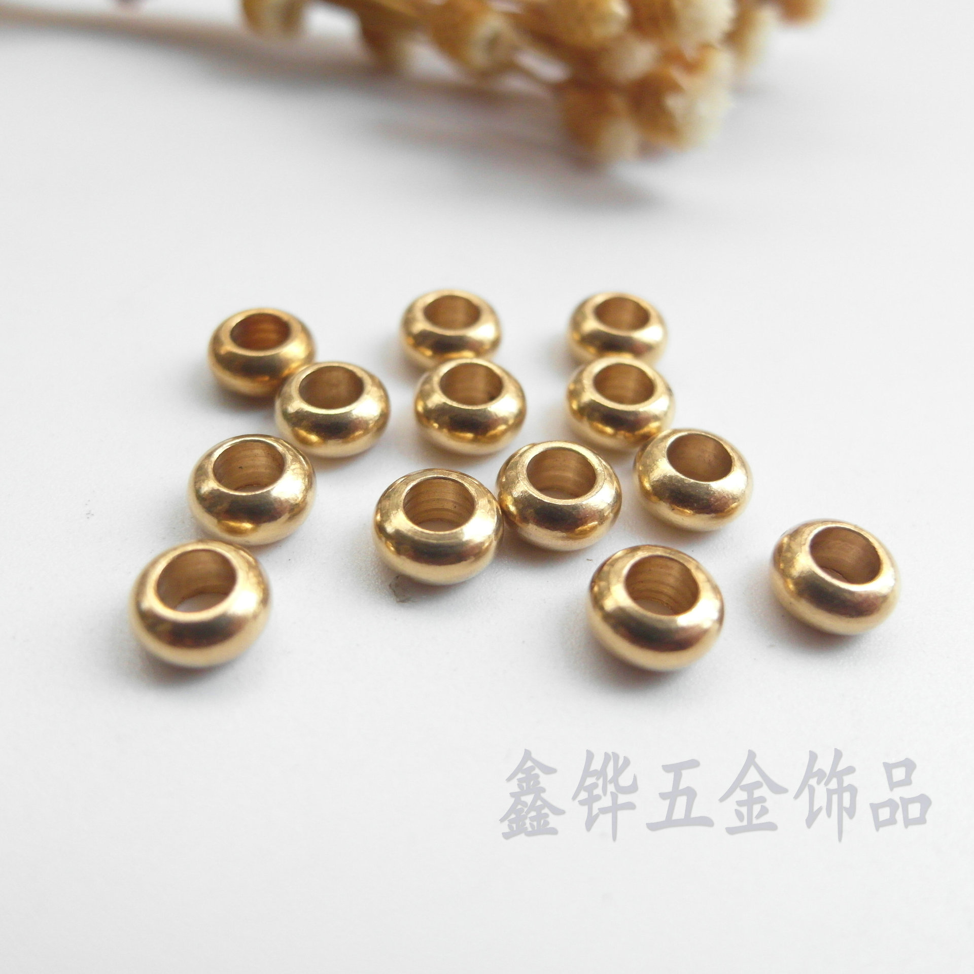 厂家直销 黄铜大孔隔珠 6mm算盘珠 diy散珠 饰品配件铜珠量大咨询