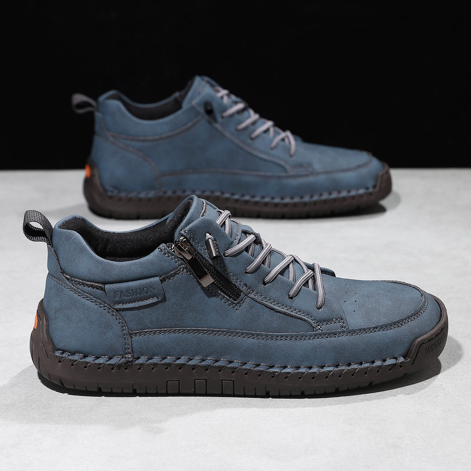 Giày Martin cổ lửng unisex cỡ lớn, đế bằng, đường may, phong cách Hàn Quốc — 9883 màu be, 9883 màu trắng, 9883 màu đen, 9883 vàng nâu chi tiết 3