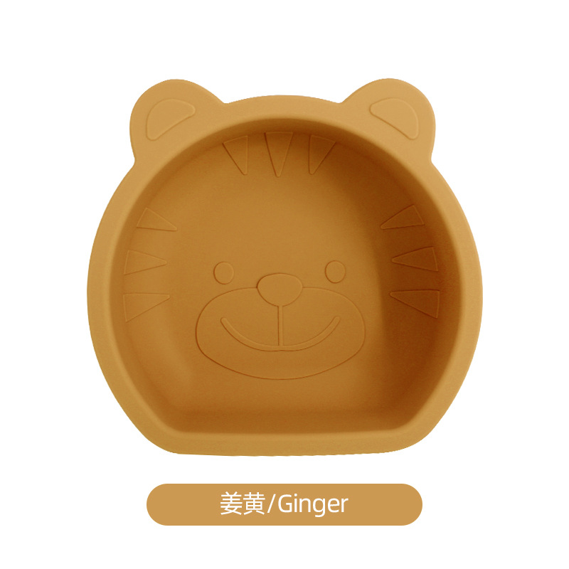 Alimentos de silicona para bebés cuenco de alimentos suplementarios para niños cubiertos para bebés hogar tigre cuenco con ventosas al por mayor