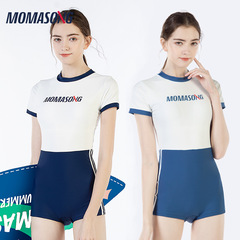Momasong Women's One-piece Flat-bottom Swimwear, Sporty and Casual, Slimming, Abdominal Covering, Conservative Professional Hot Spring Swimwear
