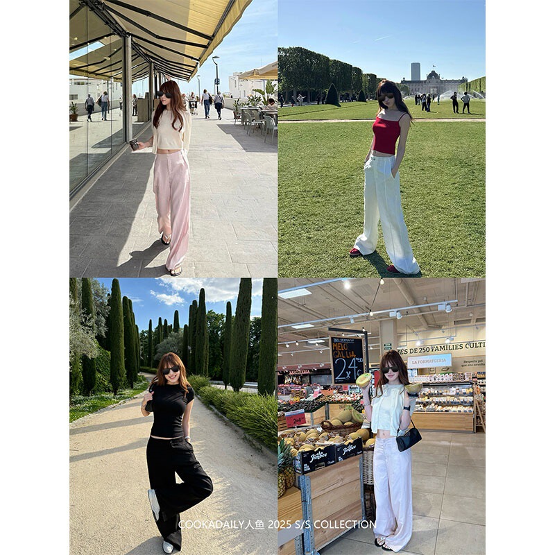 Cookadaily Mermaid_【5.28Pm14:00】Heavy Weight Lyocell Linen Draped Wide Leg Pants and Shorts