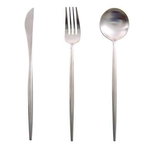 Shaduo Annie brushed Western food cutlery, Portuguese matte 3D lathe 304 stainless steel tableware, round handle cutlery