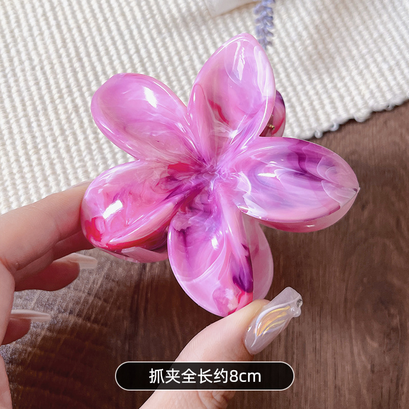 韩式大理石纹鸡蛋花抓夹8cm紫荆花后脑勺盘发夹鲨鱼夹发卡头饰女|undefined