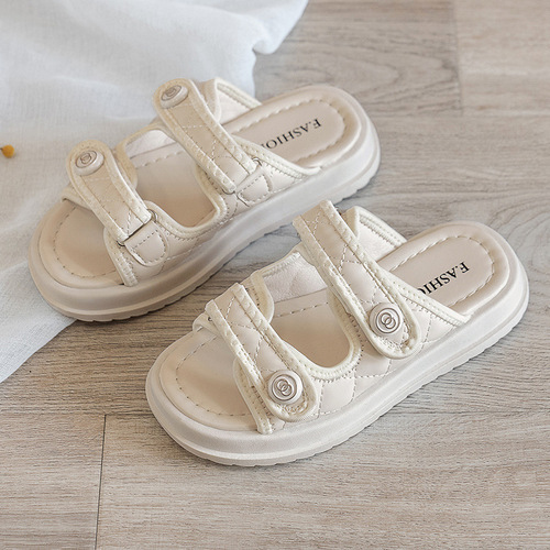 Children's Slippers 2024 Summer New Arrival Soft Sole Small Fragrance Fashion Princess Shoes for Girls Outdoors One-Piece Slippers