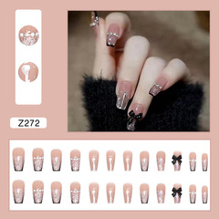 Hollywood Black Butterfly Glam Nail Polish, Mature and Elegant Ballet Nail Sticker Wholesale Complete Diamond Nail Art False Nails